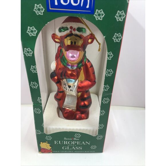 TIGGER Blown Glass Christmas Ornament European Style POOH Santa’s Best DISNEY - Picture 2 of 10